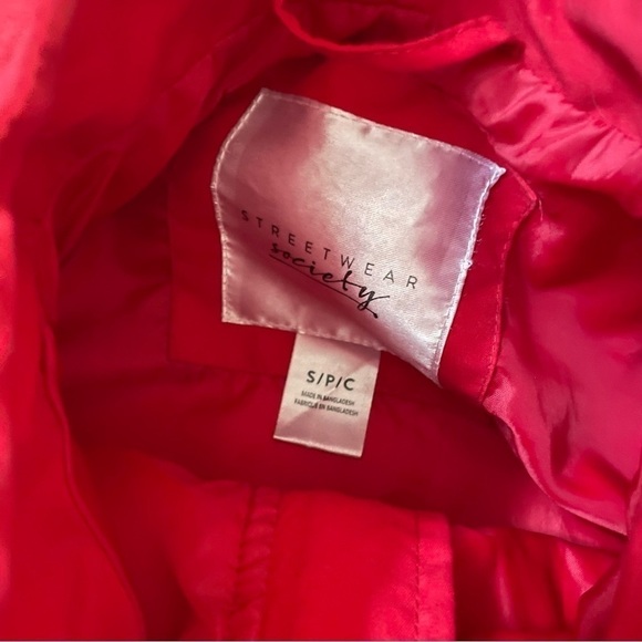Streetwear Society Cropped Utility Rain Jacket Y2K Cherry Red Size S - Picture 10 of 10